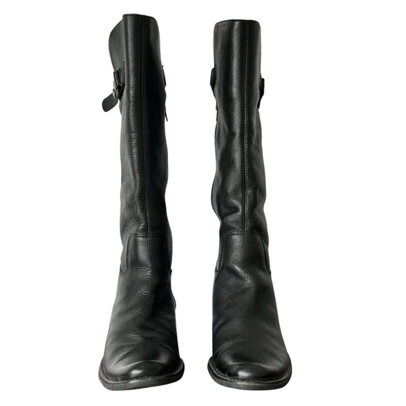 Matisse Black Leather Riding Boot With Side Snap Strap Detail Moto Size 7.5 - Picture 2 of 5